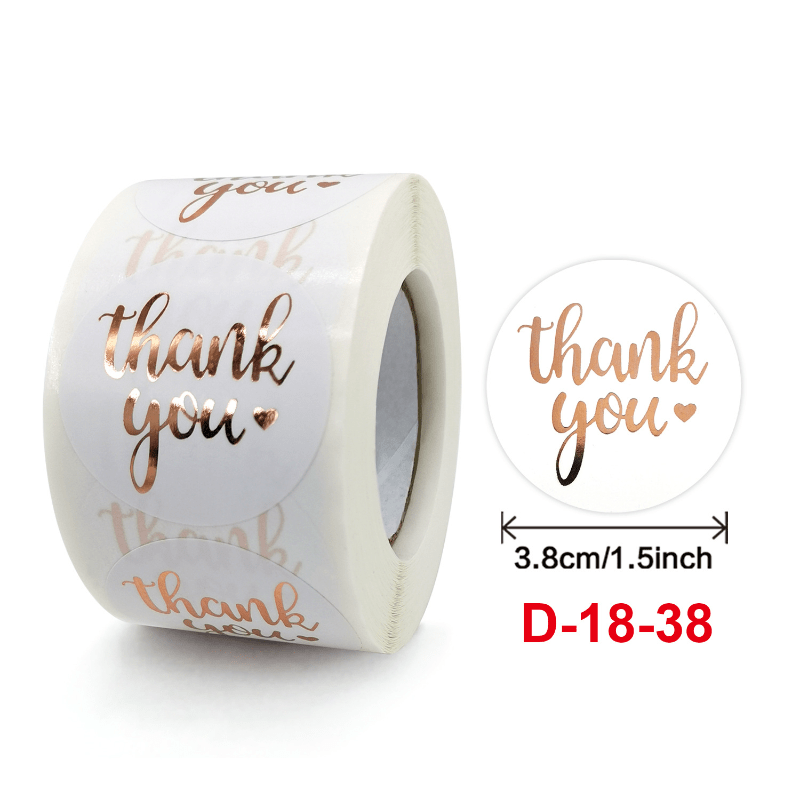 500 Thank You Sealing Stickers Roll - 54.3x81cm Self-Adhesive Labels