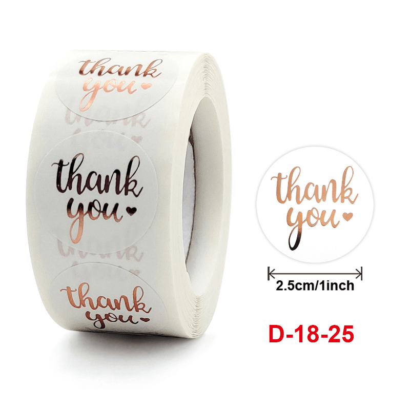 500 Thank You Sealing Stickers Roll - 54.3x81cm Self-Adhesive Labels