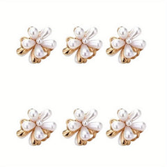 6pcs Crystal Flower Hair Clip Faux Pearl Hairpin Non slip Hair Claw