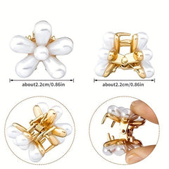 6pcs Crystal Flower Hair Clip Faux Pearl Hairpin Non slip Hair Claw