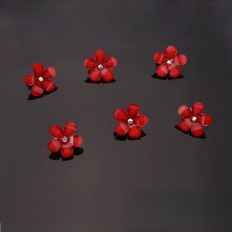 6pcs Crystal Flower Hair Clip Faux Pearl Hairpin Non slip Hair Claw