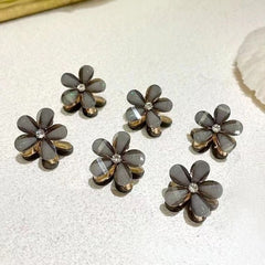 6pcs Crystal Flower Hair Clip Faux Pearl Hairpin Non slip Hair Claw