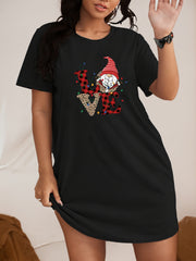 Christmas Lounge Dress with Gnome & Plaid Print Tee Nightdress