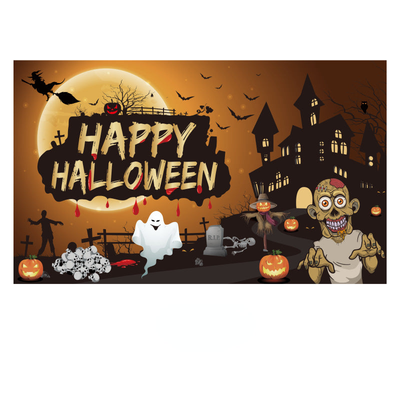 Happy Halloween Backdrop Banners Wall Door Decoration Props