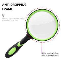 10X Magnifying Glass For Kids Seniors Handheld Reading Magnifier 50mm