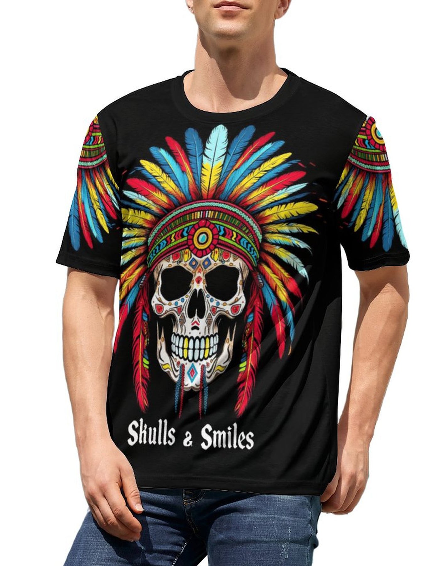 Men's 3D Totem Skull Graphic T-shirt - Outdoor Casual Tee