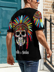 Men's 3D Totem Skull Graphic T-shirt - Outdoor Casual Tee