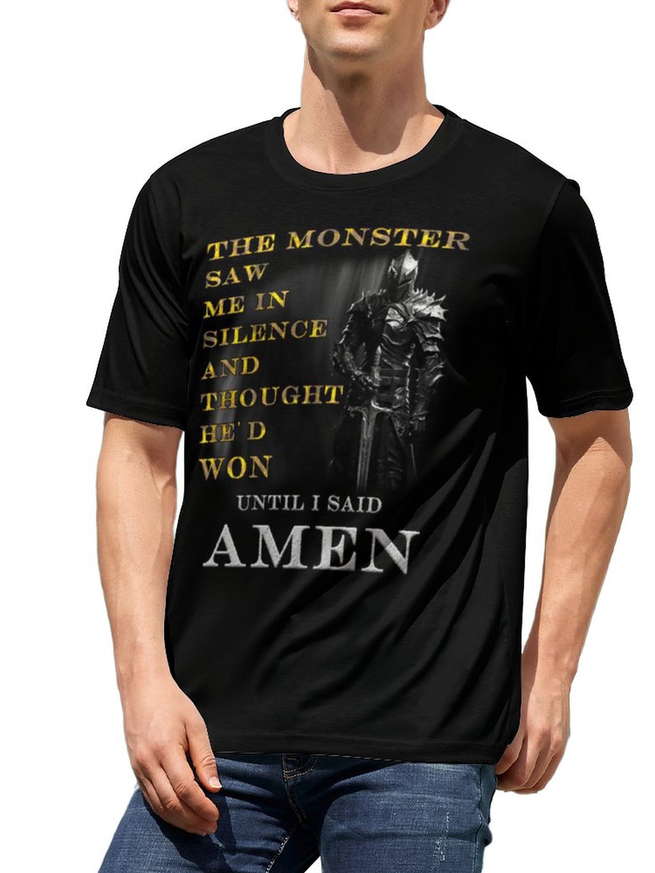 Men's 3D Knight Graphic T-shirt for Outdoor Casual Wear