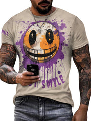 Men's 3D Graffiti Smile Graphic T-shirt Casual Breathable Tee