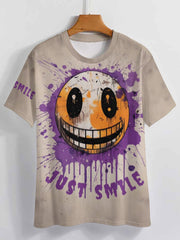 Men's 3D Graffiti Smile Graphic T-shirt Casual Breathable Tee