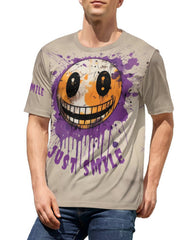 Men's 3D Graffiti Smile Graphic T-shirt Casual Breathable Tee