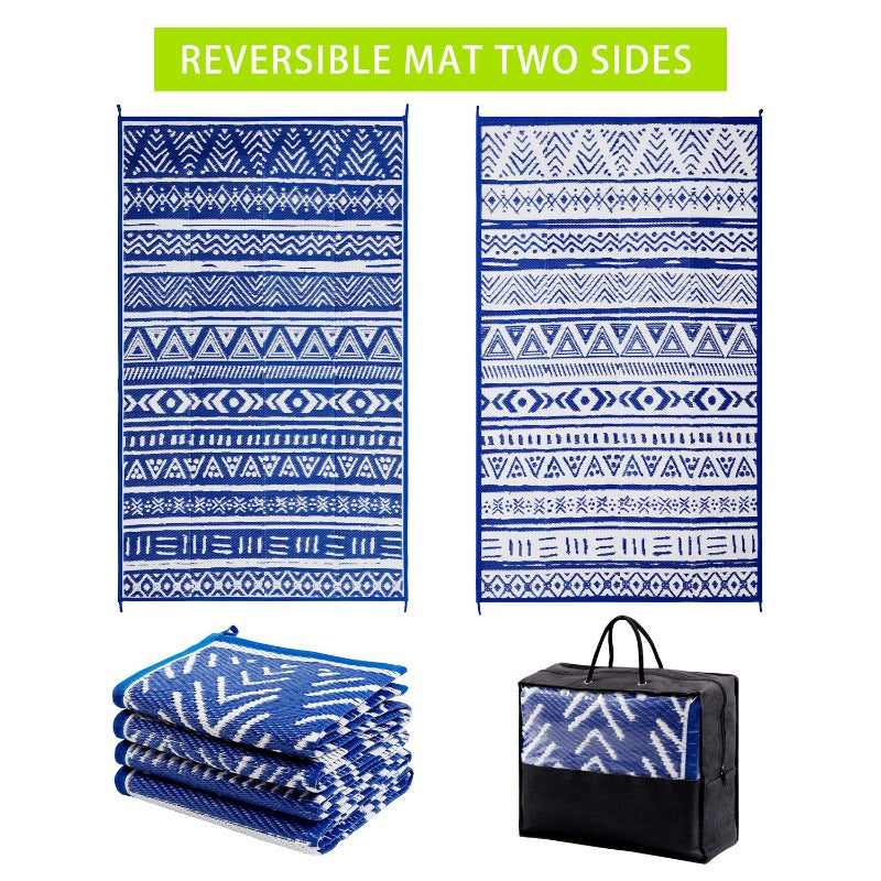 Waterproof Reversible RV Camping Rug for Patio Balcony Beach