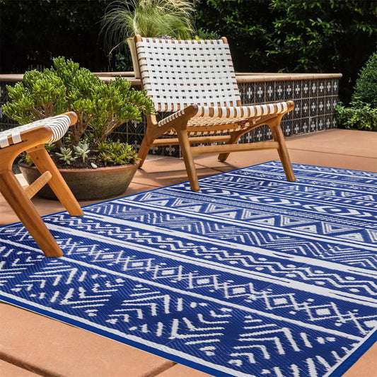 Waterproof Reversible RV Camping Rug for Patio Balcony Beach