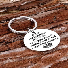 Round Metal Keychain For Friends Women Men Birthday