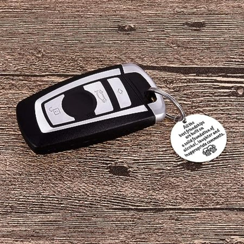 Round Metal Keychain For Friends Women Men Birthday