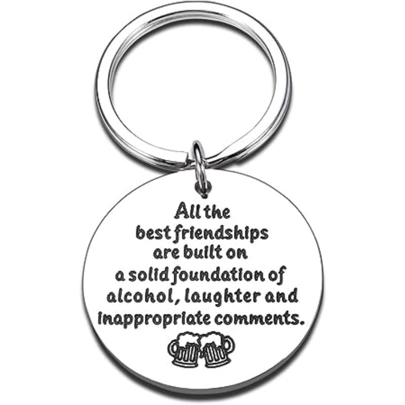 Round Metal Keychain For Friends Women Men Birthday