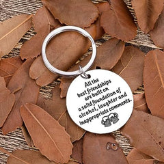 Round Metal Keychain For Friends Women Men Birthday