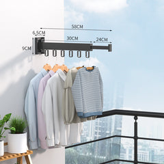 Space Aluminum Clothes Slinger Balcony Folding Wall Mounted