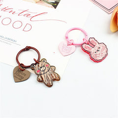 2pcs Acrylic Graffiti Small Bear Happy Face Heart Keychain Pendant