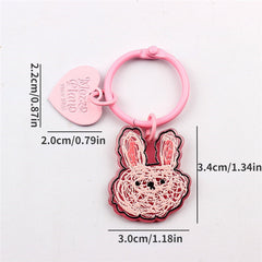 2pcs Acrylic Graffiti Small Bear Happy Face Heart Keychain Pendant