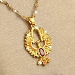 Copper Micro Zircon Phoenix Rebirth Pendant Necklace for Girls