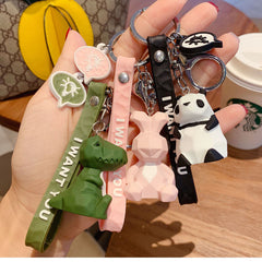 3pcs Geometric Animal Doll Keychain Pendant Bag Hanging Ornament