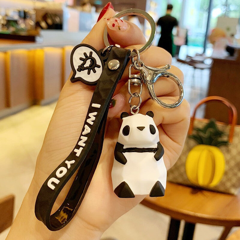 3pcs Geometric Animal Doll Keychain Pendant Bag Hanging Ornament