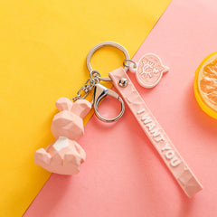 3pcs Geometric Animal Doll Keychain Pendant Bag Hanging Ornament