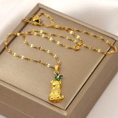 Girl's Copper Sloth Butterfly Pendant Necklace Charm