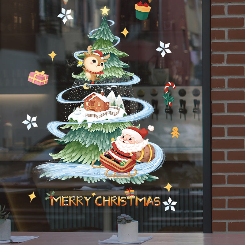 Christmas Window Sticker Xmas Tree Snowflakes Decoration