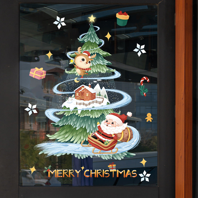 Christmas Window Sticker Xmas Tree Snowflakes Decoration