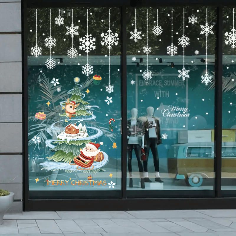 Christmas Window Sticker Xmas Tree Snowflakes Decoration