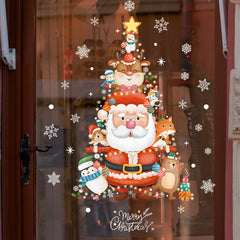 Christmas Tree Snowflake Santa Gift Stickers Glass Wall Decoration