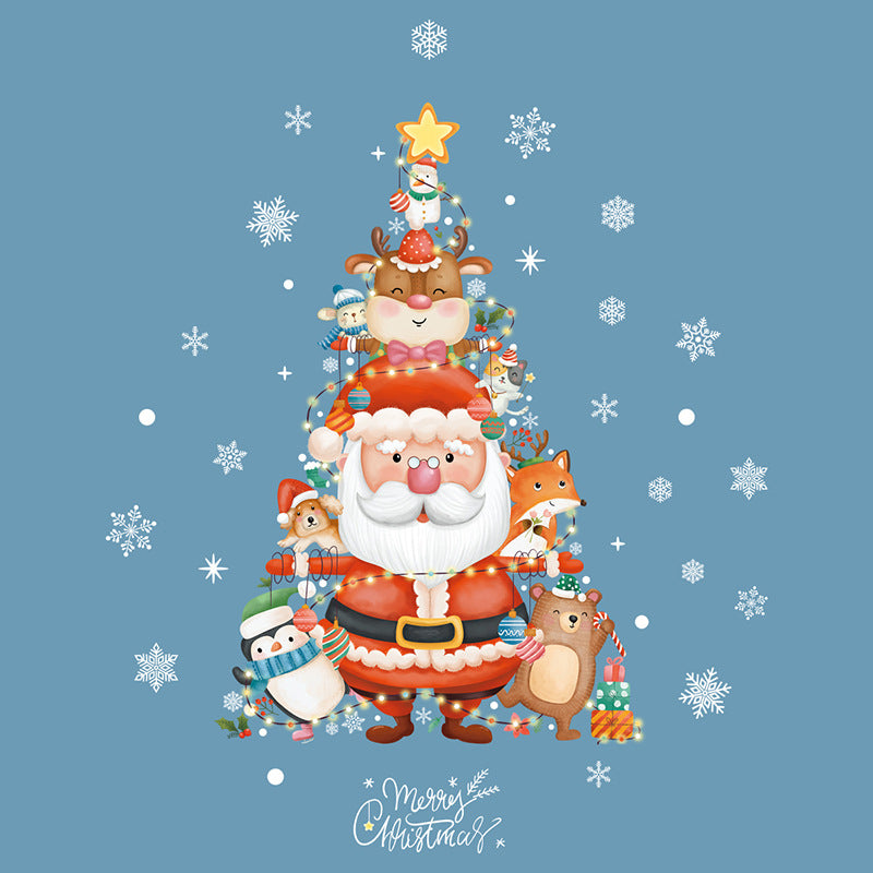 Christmas Tree Snowflake Santa Gift Stickers Glass Wall Decoration
