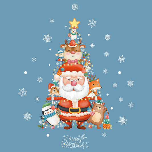 Christmas Tree Snowflake Santa Gift Stickers Glass Wall Decoration