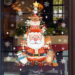 Christmas Tree Snowflake Santa Gift Stickers Glass Wall Decoration