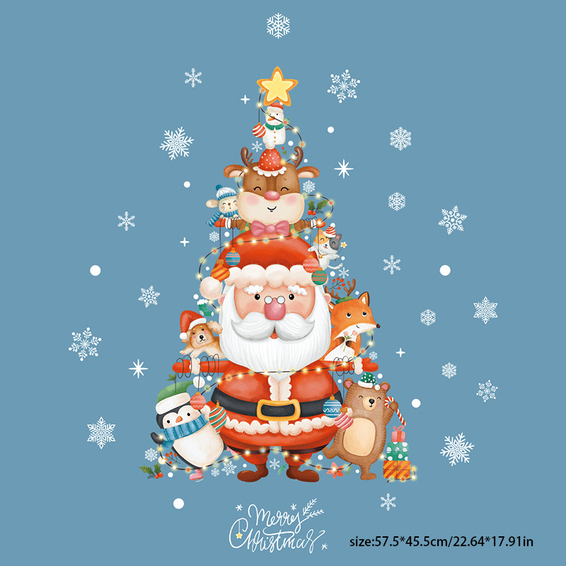 Christmas Tree Snowflake Santa Gift Stickers Glass Wall Decoration