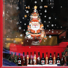 Christmas Tree Snowflake Santa Gift Stickers Glass Wall Decoration