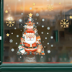 Christmas Tree Snowflake Santa Gift Stickers Glass Wall Decoration