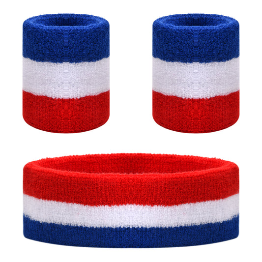 3Pcs Sweatbands Set Athletic Cotton Sweat Absorbing Headband
