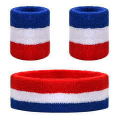 3Pcs Sweatbands Set Athletic Cotton Sweat Absorbing Headband