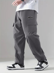 Basketball & Letter Pattern Men's Cargo Pants with Pocket