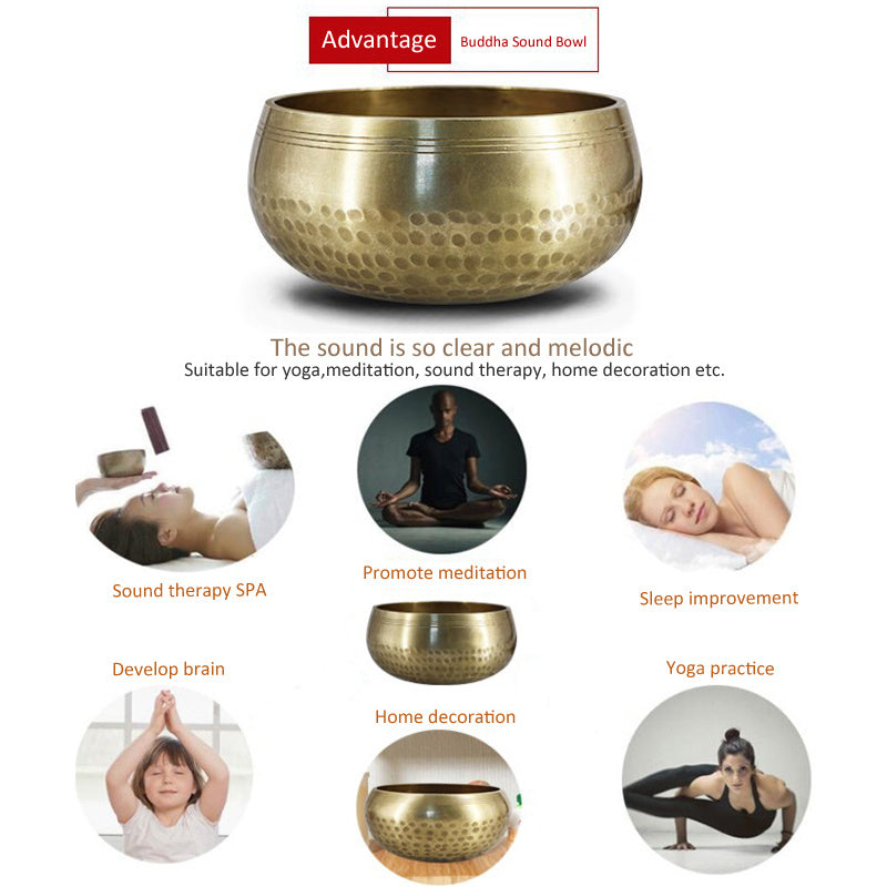 Buddha Sound Bowl Yoga Meditation Chanting Bowl Brass Chime Handicraft