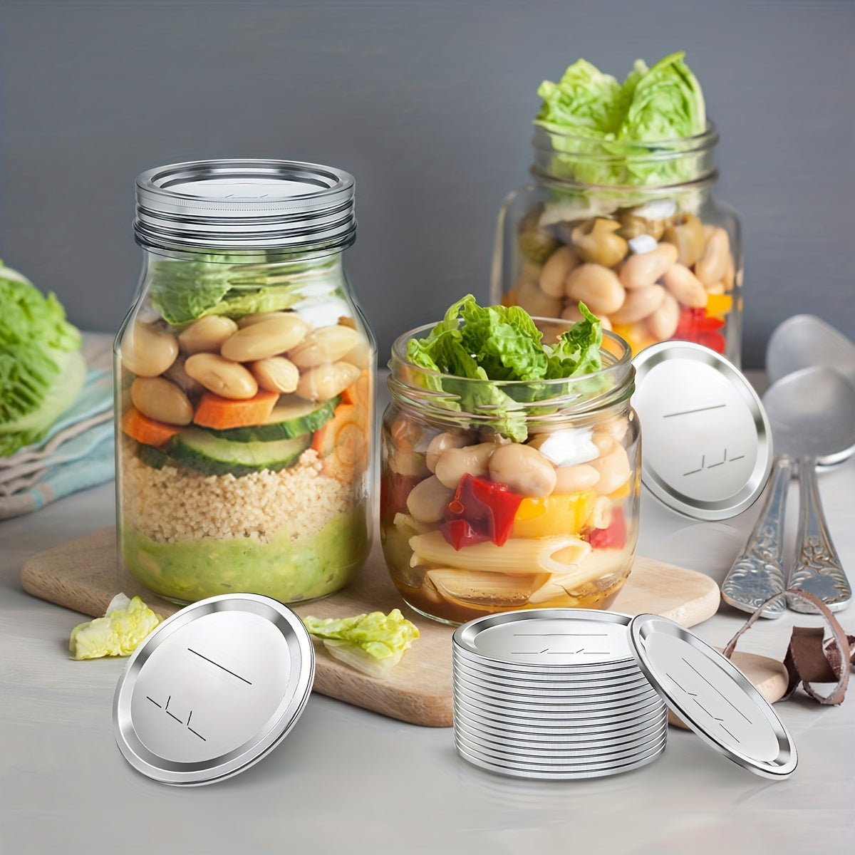 50pcs Airtight Regular Mouth Canning Lids For Mason Jars Reusable Tinplate Lids