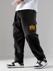 Letter Print Cargo Pants Men's Casual Trousers