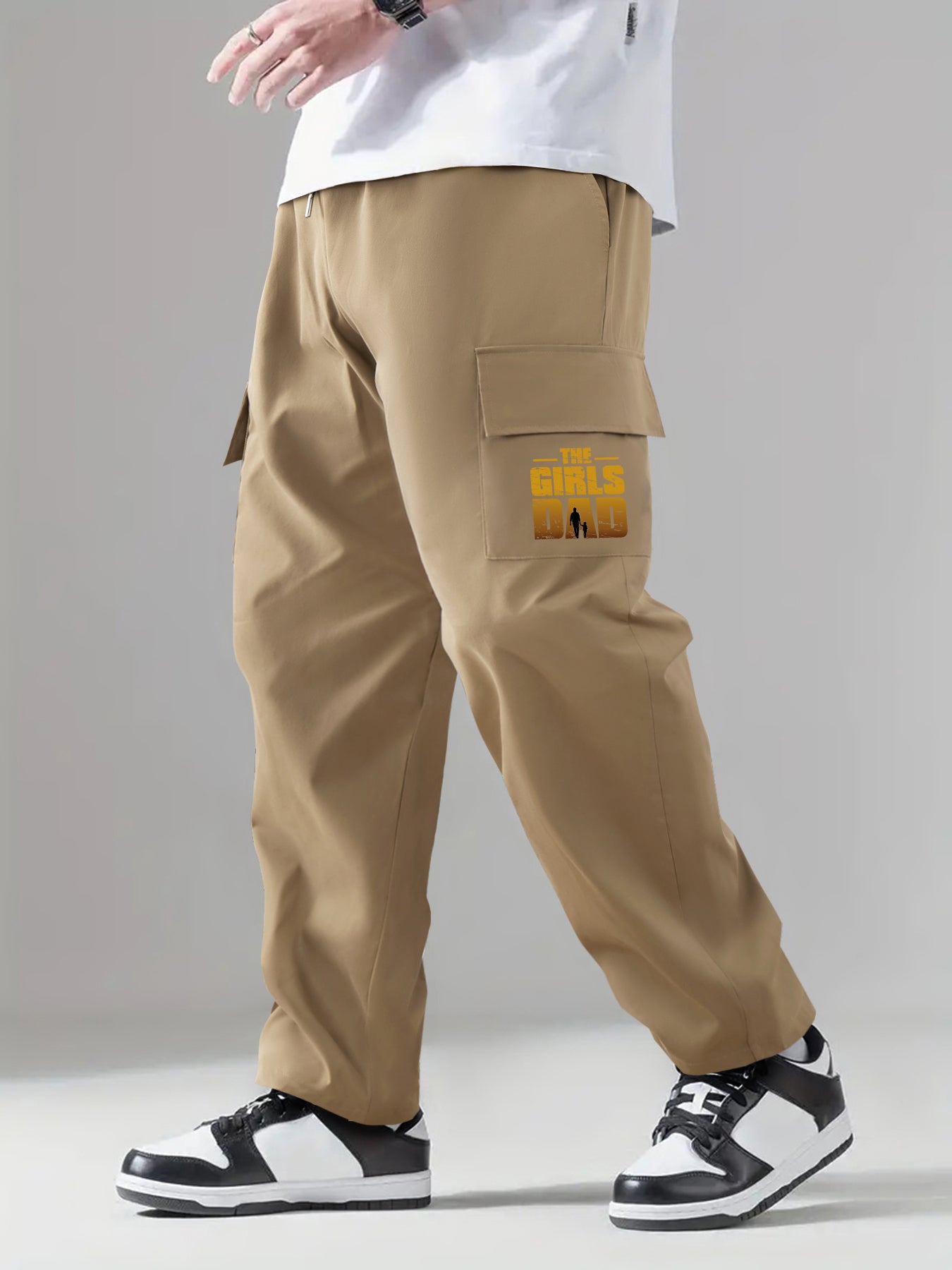 Letter Print Cargo Pants Men's Casual Trousers