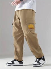 Letter Print Cargo Pants Men's Casual Trousers