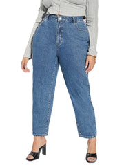 Solid High Rise Tapered Leg Jeans