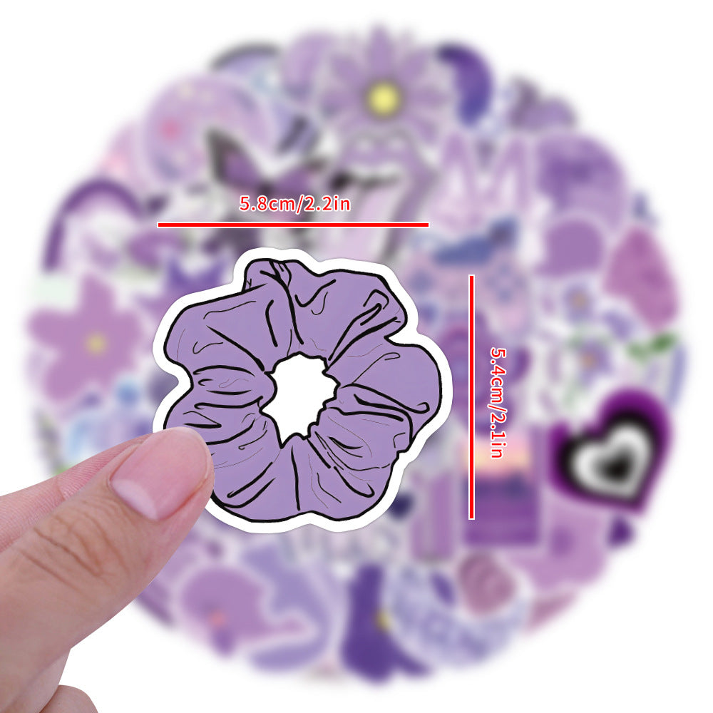 60pcs VSCO Purple Cartoon Stickers Pack Waterproof Vintage Bumper Stickers