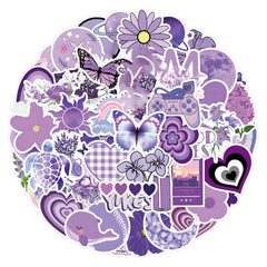 60pcs VSCO Purple Cartoon Stickers Pack Waterproof Vintage Bumper Stickers